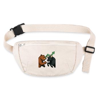 Bären und Bullen Kampf Chart - Stanley/Stella recycelte Gürteltasche - Naturweiß - Vorne