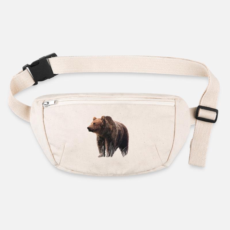 Realistic bear illustration on textile Stanley/Stella recycled Hip Bag 