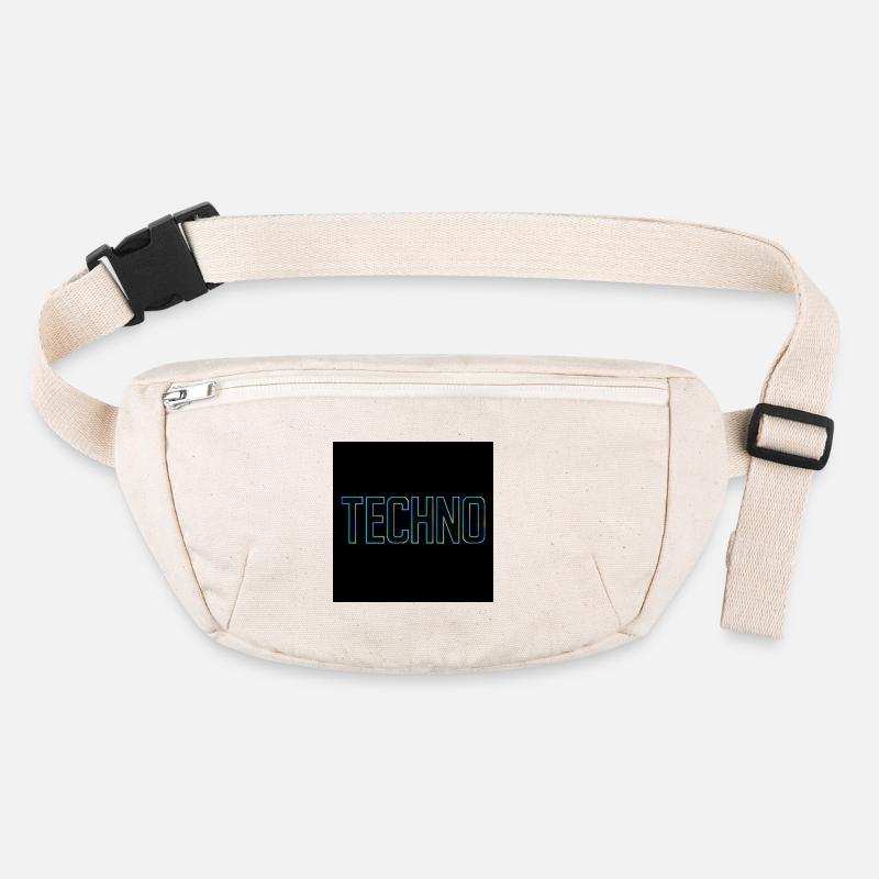 Neon Techno lettering on black Stanley/Stella recycled Hip Bag 