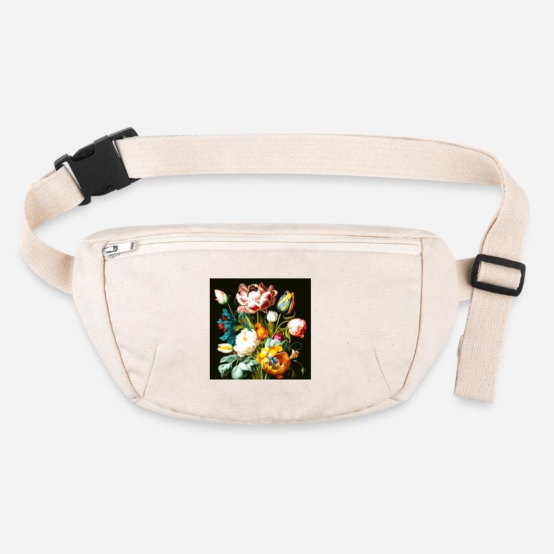 Composition florale texturée sur noir Sac banane recyclé Stanley/Stella