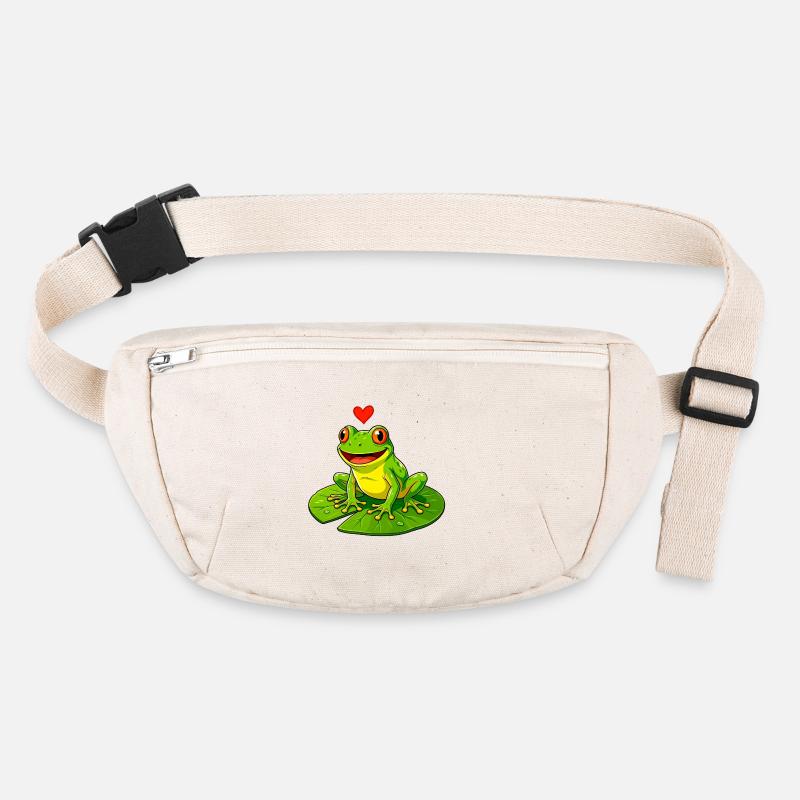 Frog with a Heart on Water Lily Stanley/Stella recycled Hip Bag 