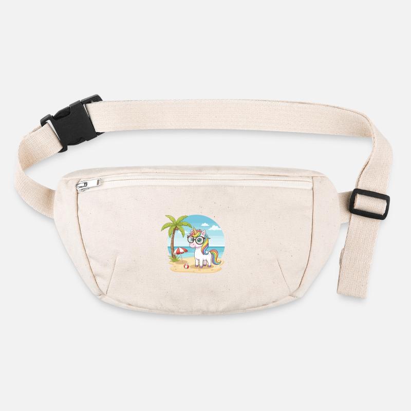 Vacances d’été à la plage avec une licorne mignonne avec des lunettes Sac banane recyclé Stanley/Stella