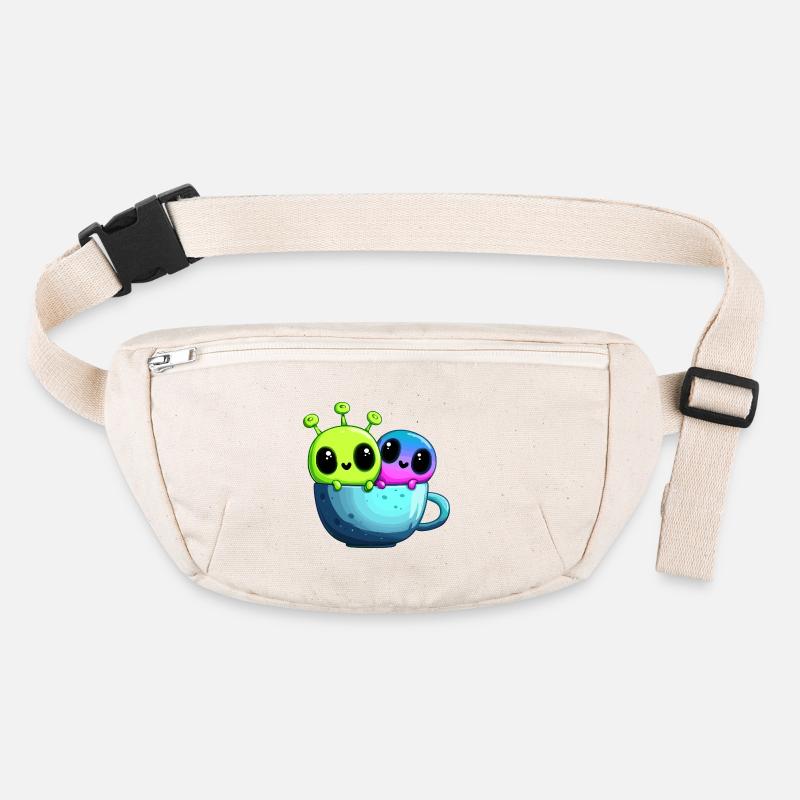 Little Alien Couple in Teacup Stanley/Stella recycled Hip Bag 