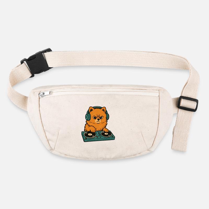 Retro DJ Zwergspitz: Pomeranian am Turntable Stanley/Stella recycelte Gürteltasche