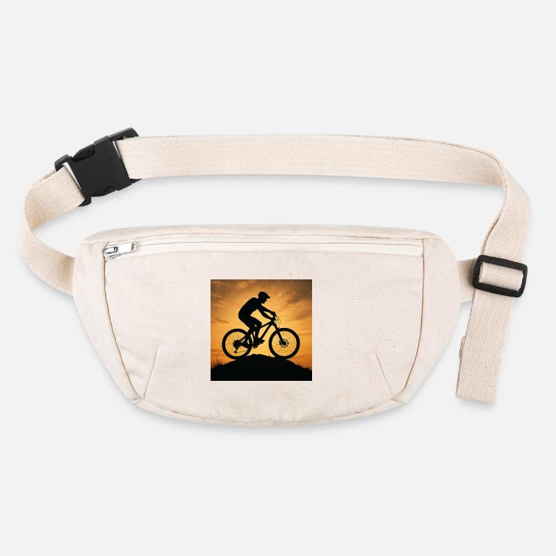 Silhouette du VTT au coucher du soleil Sac banane recyclé Stanley/Stella