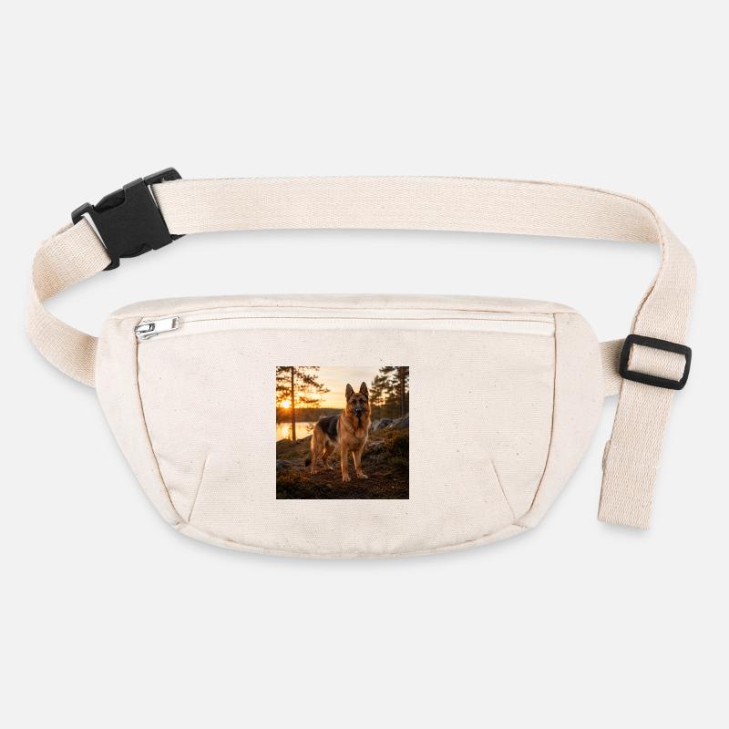 Deutscher Schäferhund bei Sonnenuntergang - Stanley/Stella recycelte Gürteltasche - Naturweiß