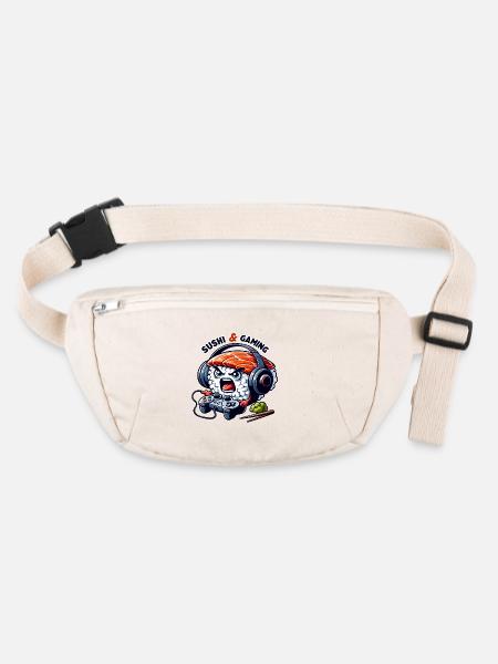 Sushi playing video games - Stanley/Stella recycled Hip Bag  - natural - Front