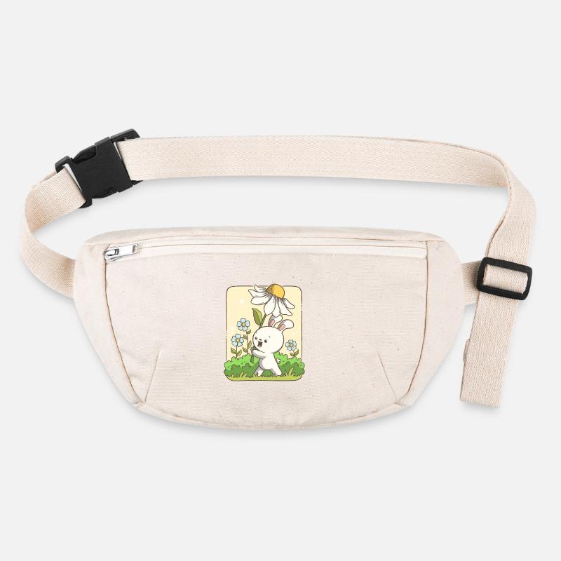 Niedlicher Hase trägt eine Blume - Stanley/Stella recycelte Gürteltasche - Naturweiß