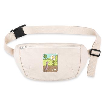 Earthworm looking at flower - Stanley/Stella recycled Hip Bag  - natural - Front