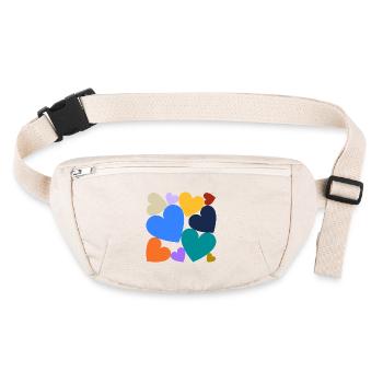 Colorful hearts in a square - Stanley/Stella recycled Hip Bag  - natural - Front