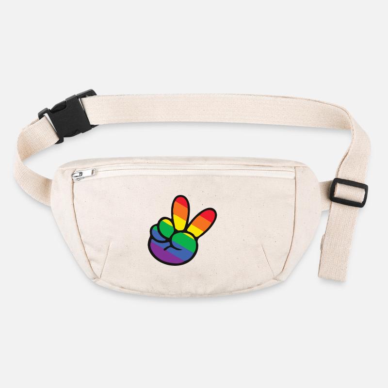 Regenbogen Peace Zeichen Hand Stanley/Stella recycelte Gürteltasche