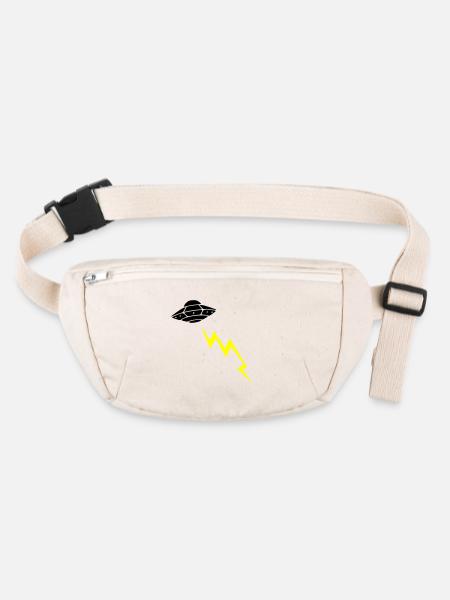 UFO Invasion Lightning Attack Alien Vector - Stanley/Stella recycled Hip Bag  - natural - Front