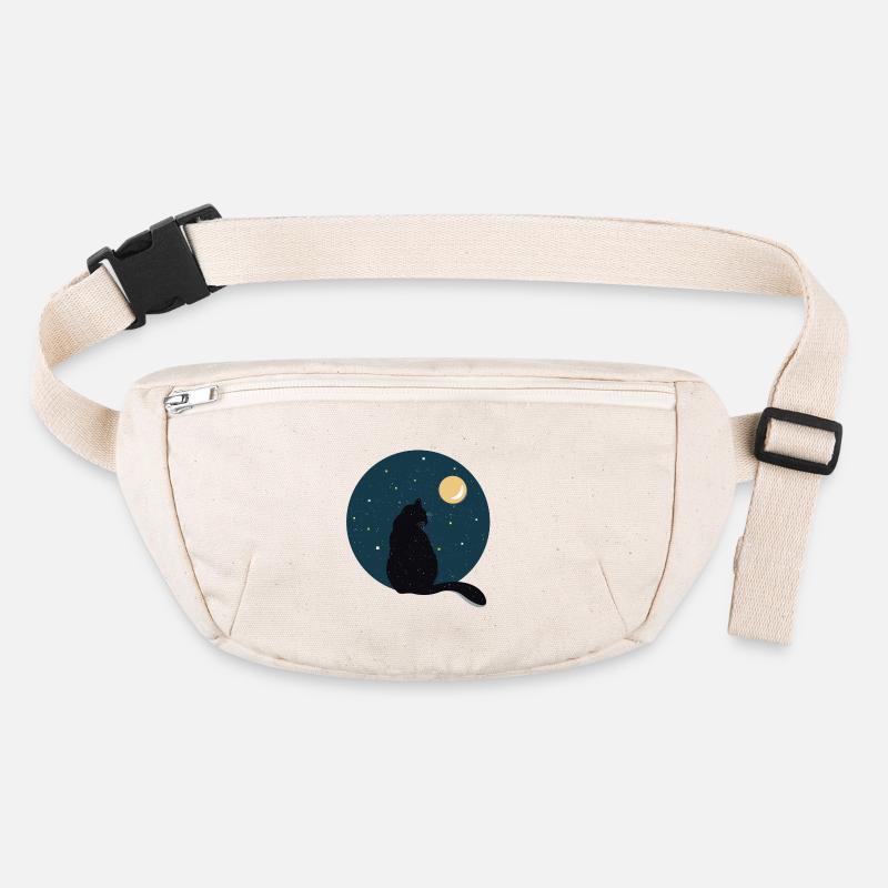 Black cat in front of moon. Gift idea Stanley/Stella recycled Hip Bag 