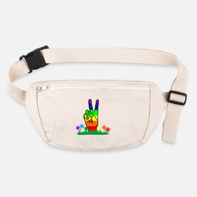 La paix de la main arc-en-ciel dans les fleurs Sac banane recyclé Stanley/Stella
