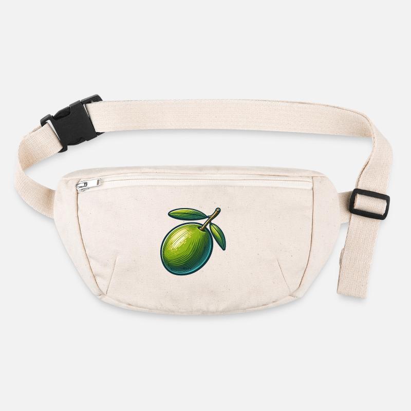 Illustration of a stylized green olive Stanley/Stella recycled Hip Bag 