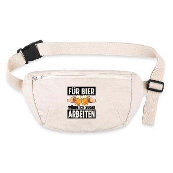 Bier Trinken Sprüche Arbeiten Faul Belohnung - Stanley/Stella recycelte Gürteltasche - Naturweiß - Vorne