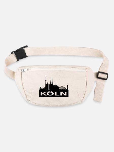 Skyline Köln - Kölner Dom - Stanley/Stella recycelte Gürteltasche - Naturweiß - Vorne