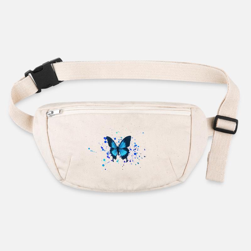 Papillon papillon bleu ciel - Sac banane recyclé Stanley/Stella - blanc naturel