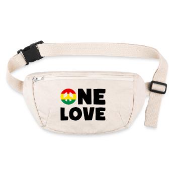 ONE LOVE Peace Jamaica Reggae Rastafari - Sac banane recyclé Stanley/Stella - blanc naturel - Devant