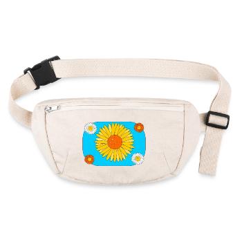 Gerbera auf türkis - Stanley/Stella recycelte Gürteltasche - Naturweiß - Vorne
