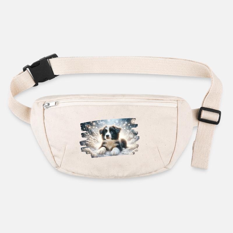 Wintertraum mit Border Colly Welpen im Schnee Stanley/Stella recycelte Gürteltasche