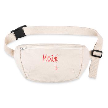 Moin Begruessung Moin mit Moewe in Rot - Stanley/Stella recycelte Gürteltasche - Naturweiß - Vorne
