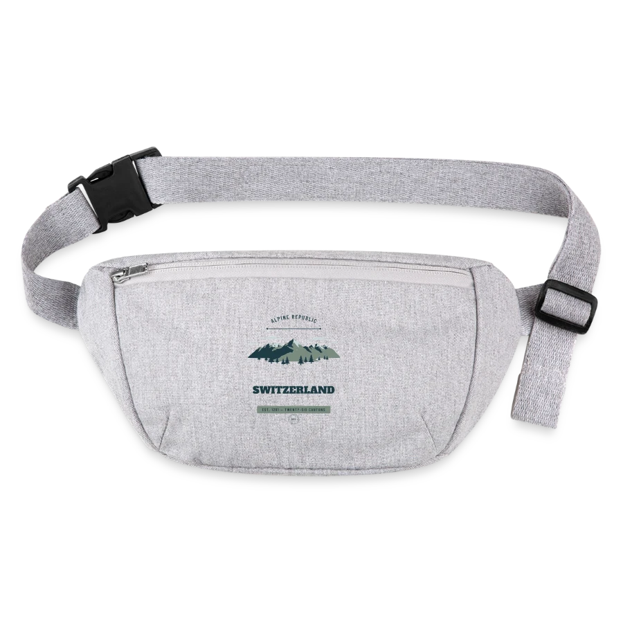 Switzerland badge on a stanley/stella recycled hip bag , heather grey