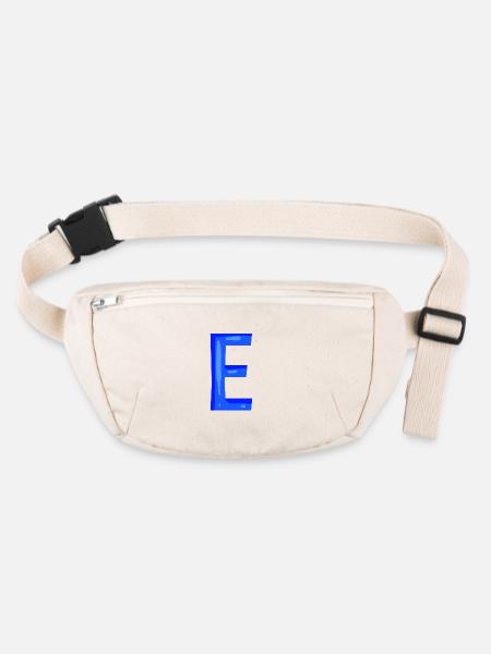 Buchstabe E Anfangsbuchstabe Blau - Stanley/Stella recycelte Gürteltasche - Naturweiß
