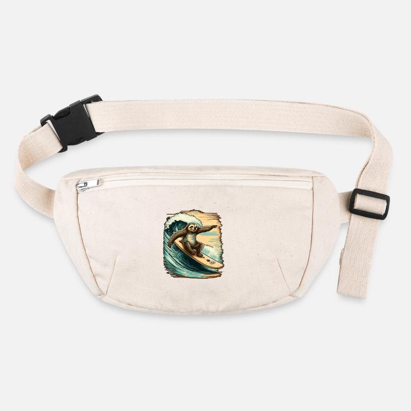 Surfing sloth has fun in the waves Stanley/Stella recycled Hip Bag 