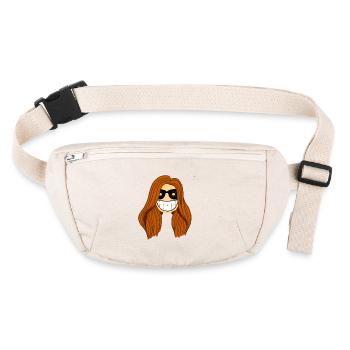 Brünette Frau Sonne in den Augen - Stanley/Stella recycelte Gürteltasche - Naturweiß - Vorne