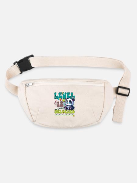 12th Birthday Level Unlocked Gaming Panda - Stanley/Stella recycled Hip Bag  - natural - Front