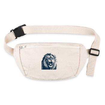 Lion rugissant avec des lunettes - Sac banane recyclé Stanley/Stella - blanc naturel - Devant