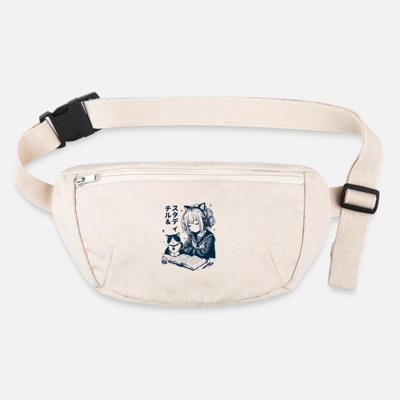 Study and Chill Cat Girl - Stanley/Stella recycelte Gürteltasche - Naturweiß