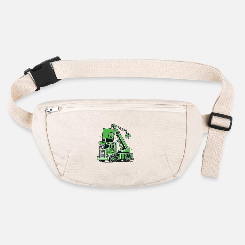 Funny St. Patrick's Day Crane Construction Vehicle Stanley/Stella recycled Hip Bag 