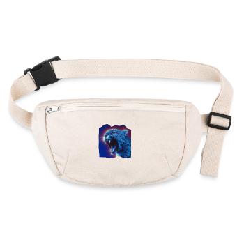 Title: Neon Leopard – Synthwave VHS Retro 80s Loo - Stanley/Stella recycled Hip Bag  - natural - Front