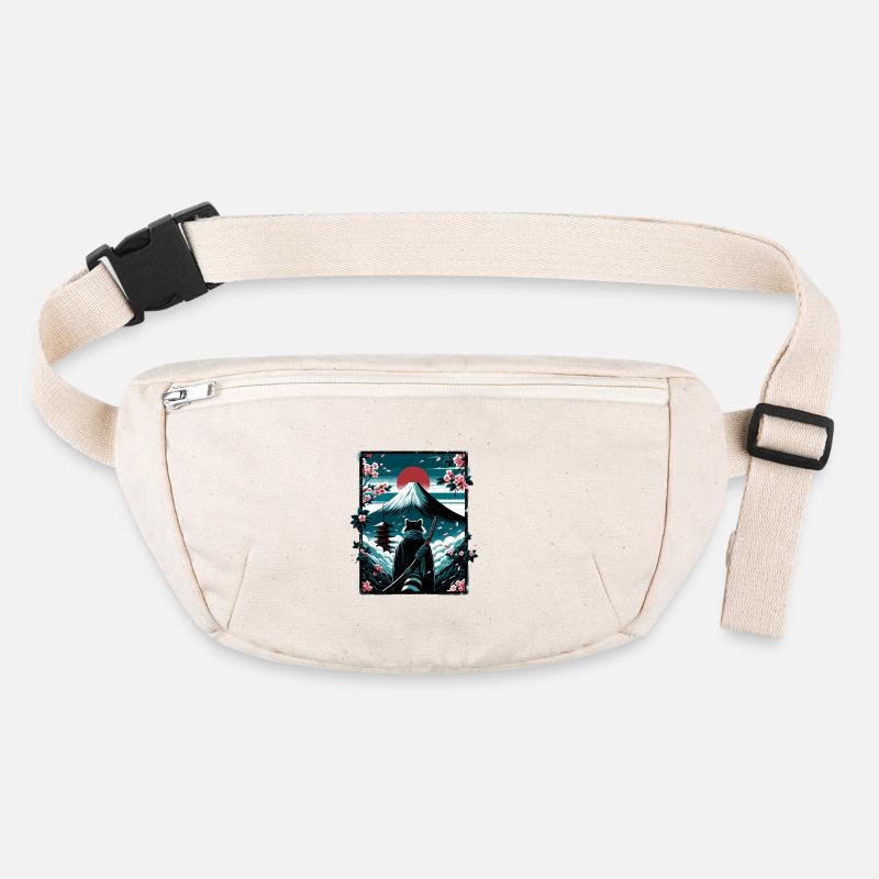 Cat with samurai sword in front of Fuji Stanley/Stella recycled Hip Bag 