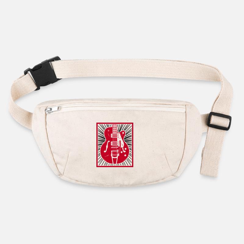 Red Retro Guitar Silhouette Burst Stanley/Stella recycled Hip Bag 