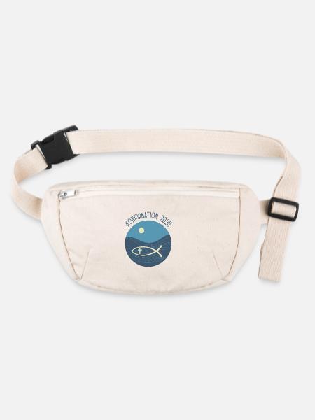 Konfirmation Fisch Christen Symbol Kirche Glaube - Stanley/Stella recycelte Gürteltasche - Naturweiß - Vorne