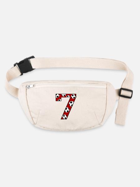 7. Geburtstag Fußball rot - Stanley/Stella recycelte Gürteltasche - Naturweiß - Vorne