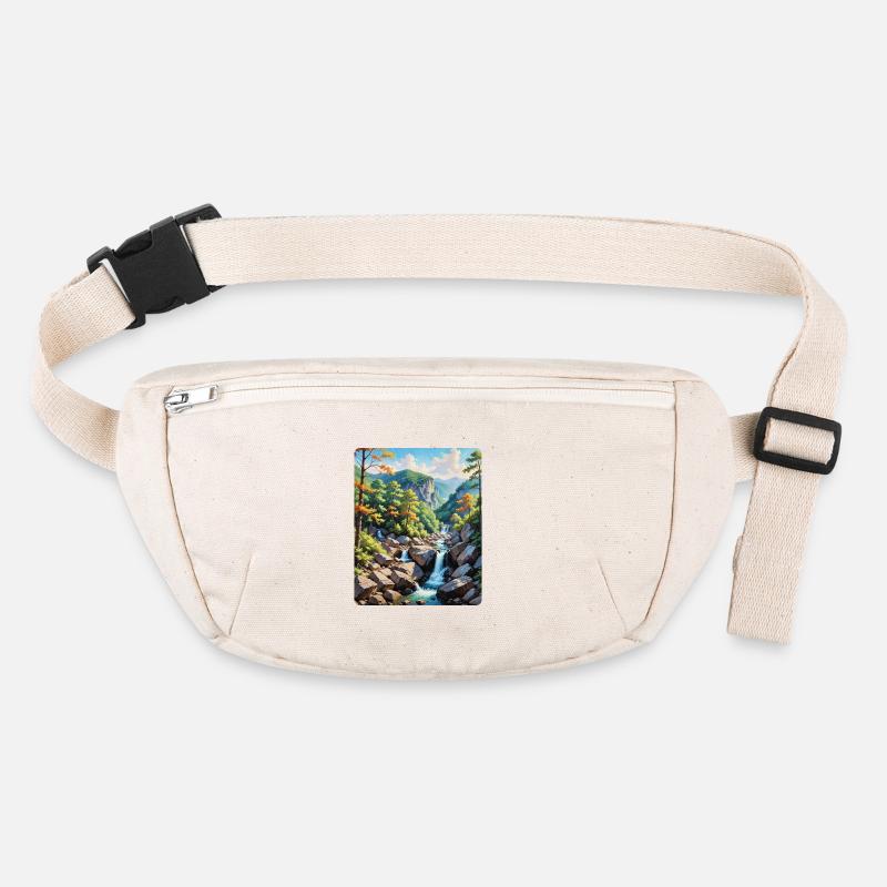 Serene Mountain Waterfall Landscape Stanley/Stella recycled Hip Bag 