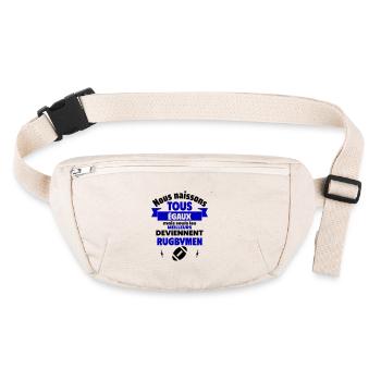 Nous naissons égaux rugbymen, fête des pères - Sac banane recyclé Stanley/Stella - blanc naturel - Devant