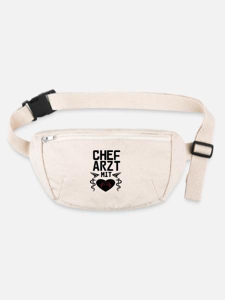 Chefarzt mit Herz Geschenk - Stanley/Stella recycelte Gürteltasche - Naturweiß - Vorne
