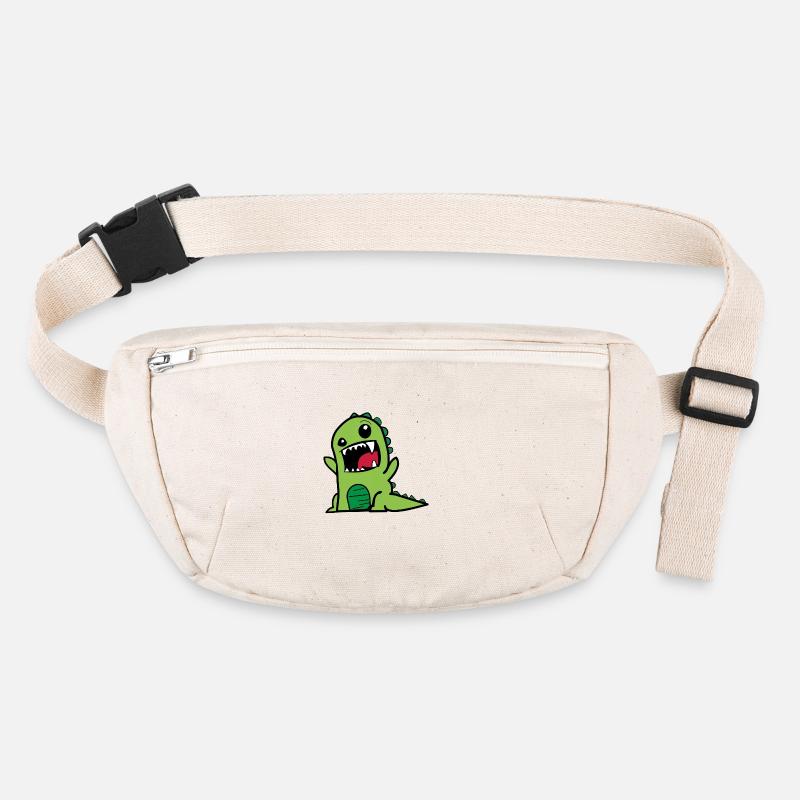 Dinosaur T-Rex Comic Style Dino in green Stanley/Stella recycled Hip Bag 