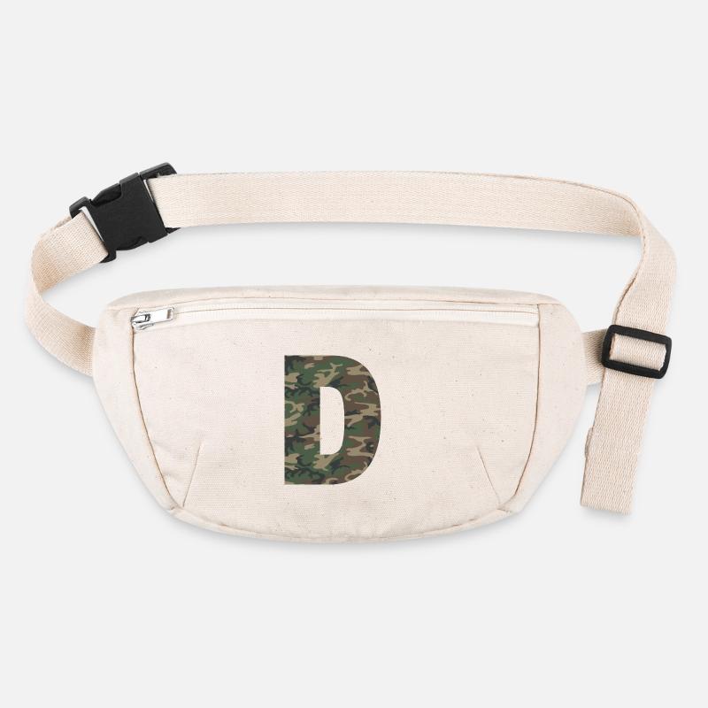 Lettre D difficile dans le motif de camouflage! Sac banane recyclé Stanley/Stella