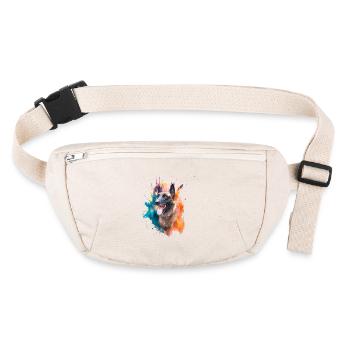 tête de malinois couleurs chaudes - Sac banane recyclé Stanley/Stella - blanc naturel - Devant