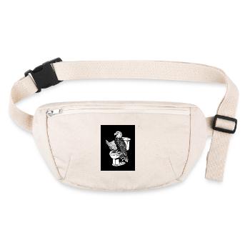 Adler lit un journal sur les toilettes – noir et blanc - Sac banane recyclé Stanley/Stella - blanc naturel - Devant
