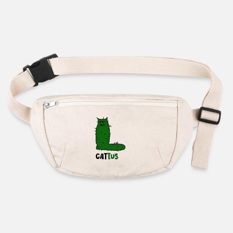 Cattus – Griffonnage de chat cactus, chat vert avec des épines. Sac banane recyclé Stanley/Stella
