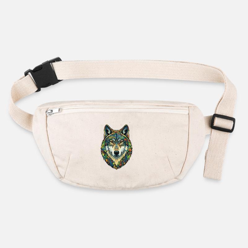 Colorful Wolf with Flowers Stanley/Stella recycled Hip Bag 