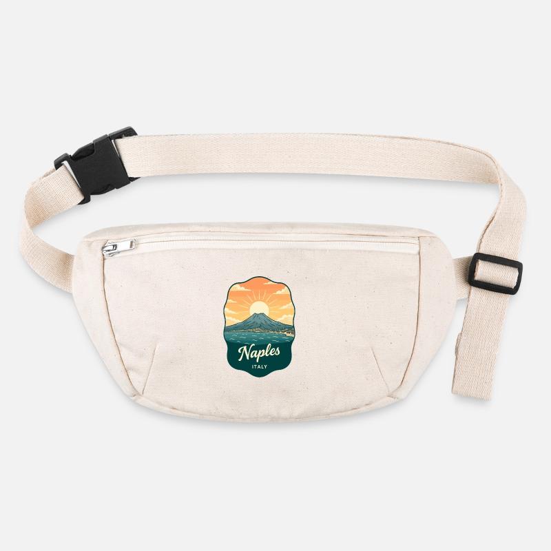 Naples Mount Vesuvius Retro Travel Badge Stanley/Stella recycled Hip Bag 