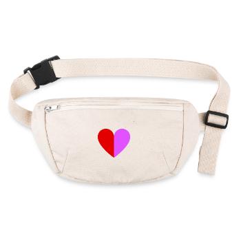Zweifarbiges Herz dunkelrot-pink - Stanley/Stella recycelte Gürteltasche - Naturweiß - Vorne